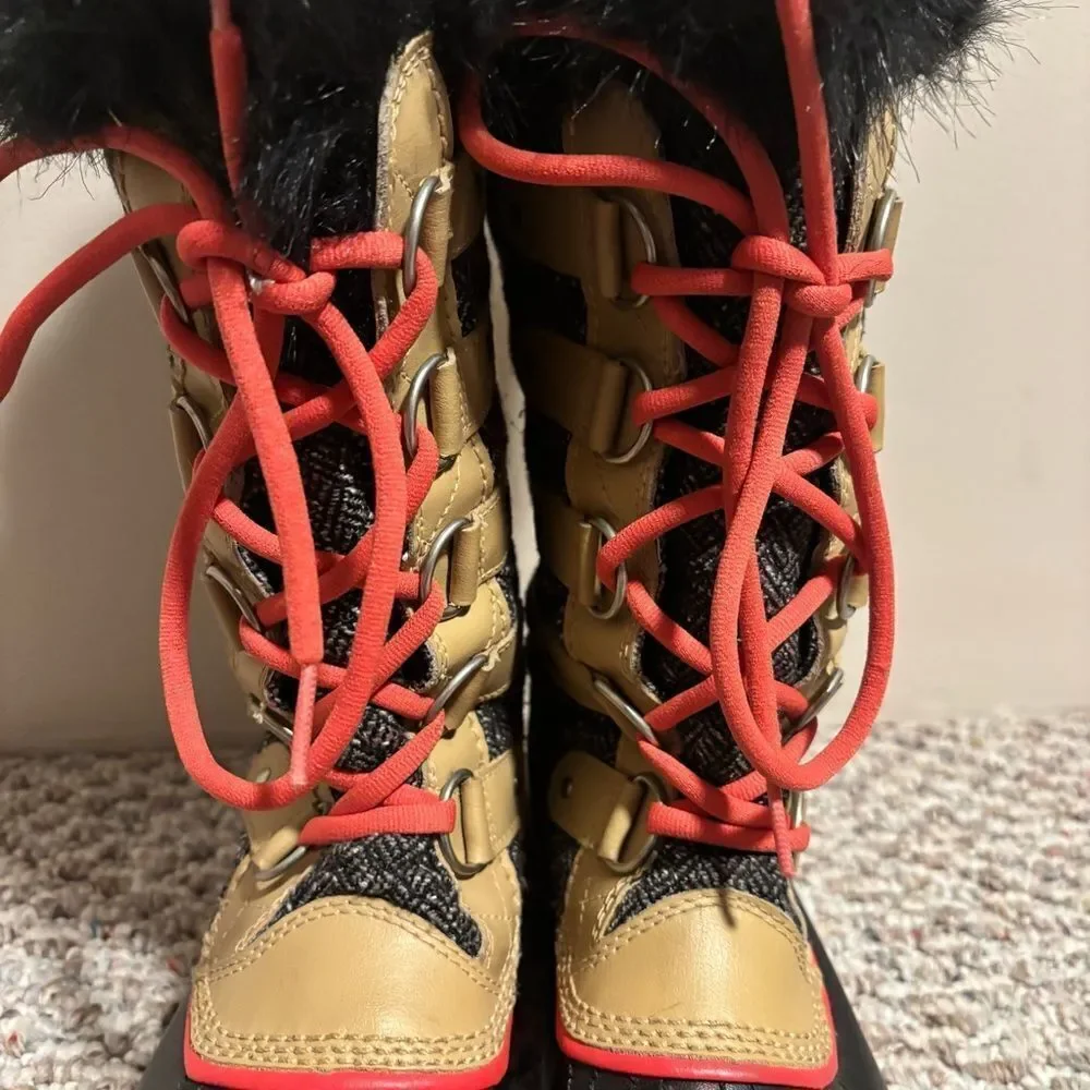 Sorel Tofino Brown Cordovan Herringbone Waterproof Winter Tall Boots- Size 8